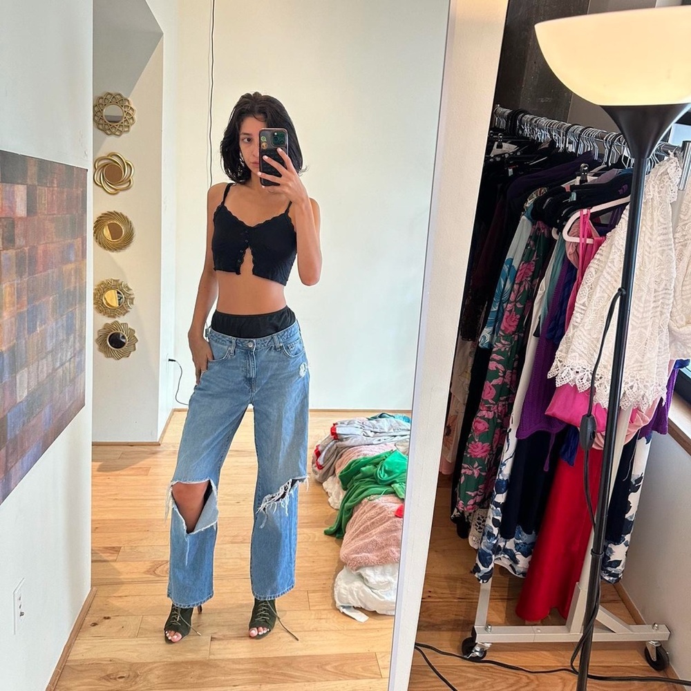 Forever 21 Blue Distressed Boyfriend Jeans